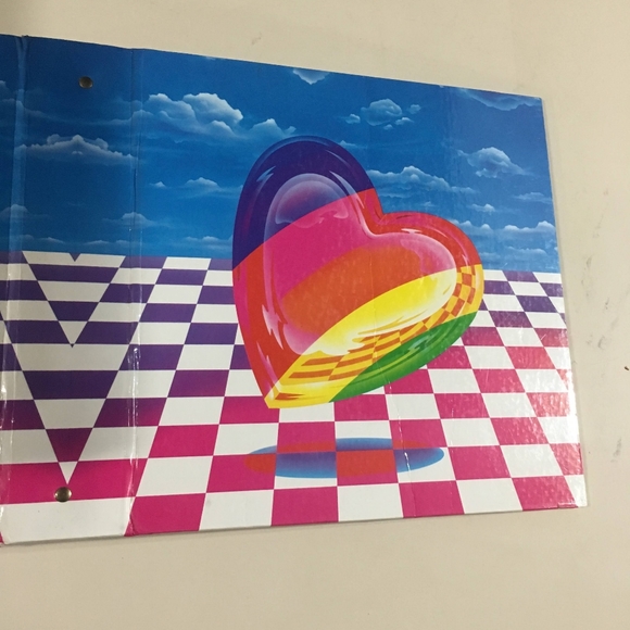 LISA FRANK VINTAGE  90s RAINBOW HEART 3 RING  BINDER RARE - Picture 15 of 16